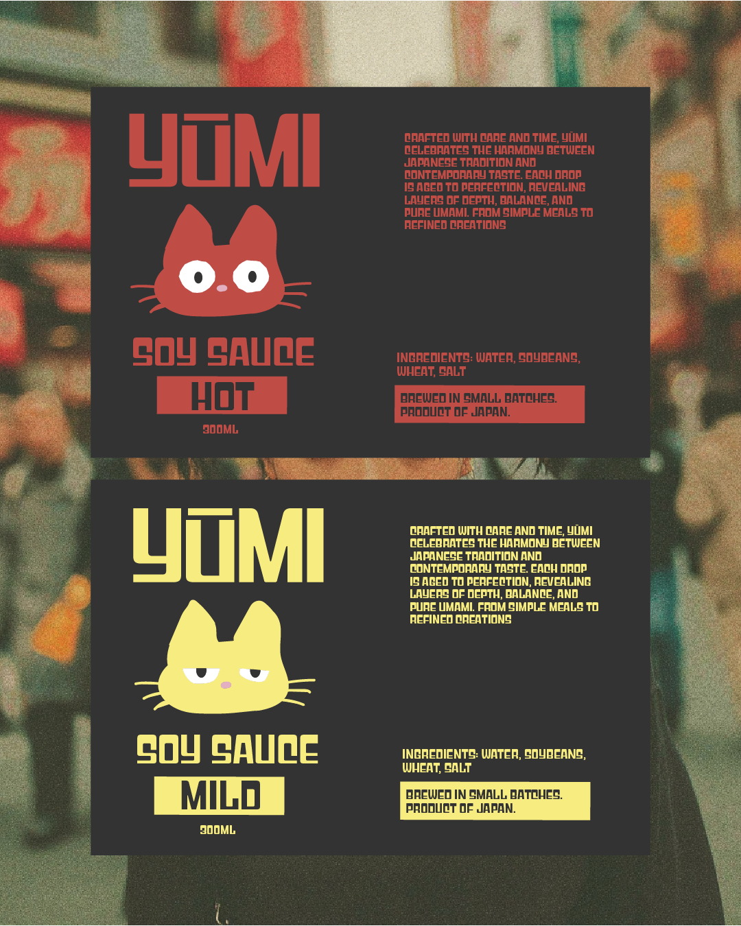 Yumi soy sauce bottle packaging